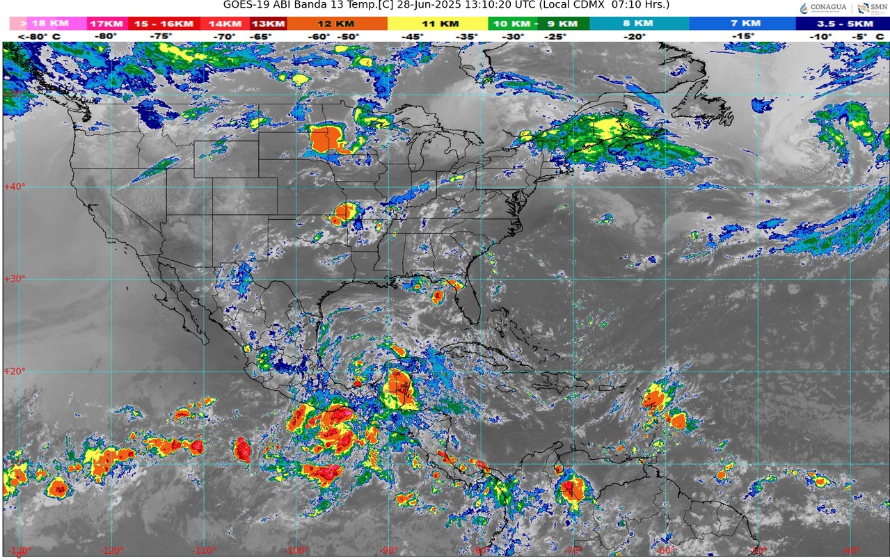 Lluvias intensas azotan el sur y oriente del país; alertan por desarrollos ciclónicos en el Golfo y Pacífico