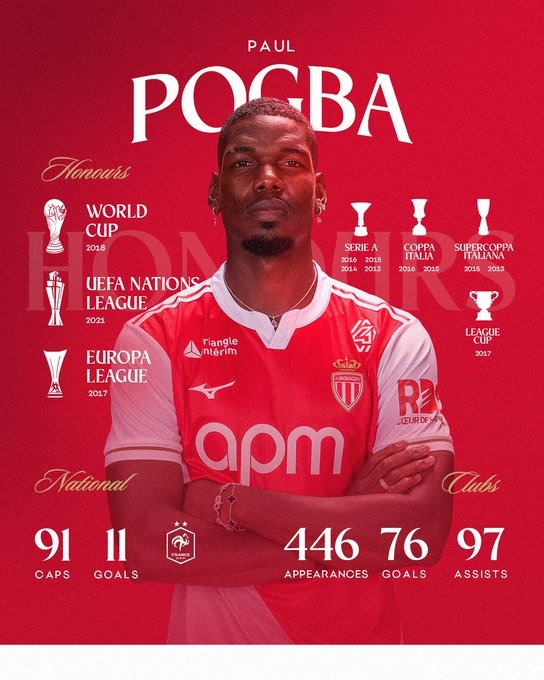 El AS Mónaco anuncia el fichaje de Paul Pogba hasta 2027