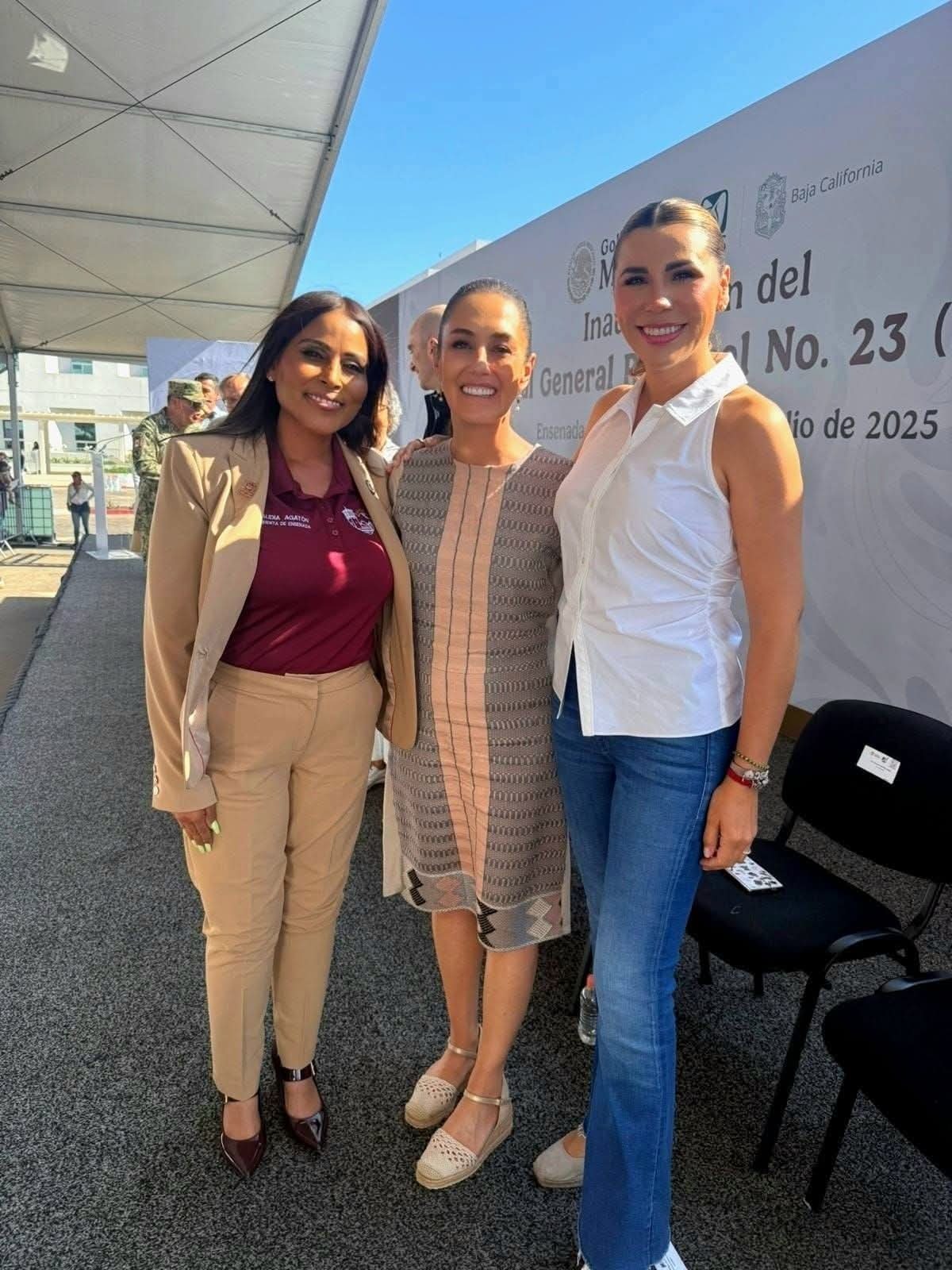 Claudia Agatón acompaña a su tocaya Claudia Sheinbaum en la inauguración del nuevo Hospital General del IMSS en Ensenada