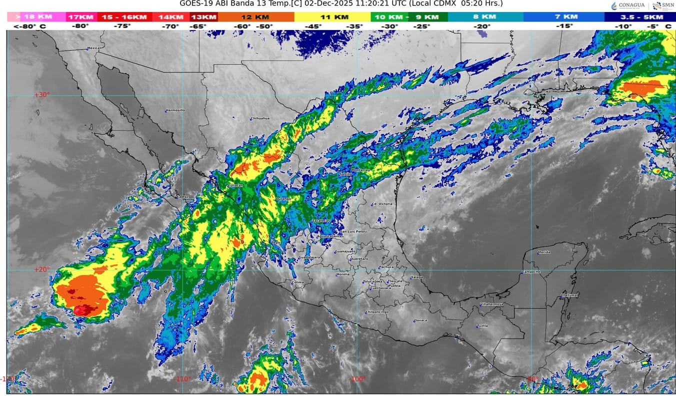 El frente número 17 se extenderá desde el noreste del golfo de México hasta el oriente del territorio nacional