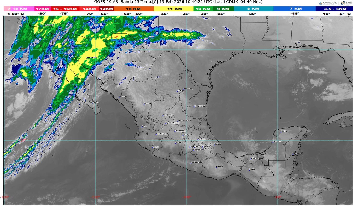 El frente frío núm 34 se desplazará sobre el noroeste y norte