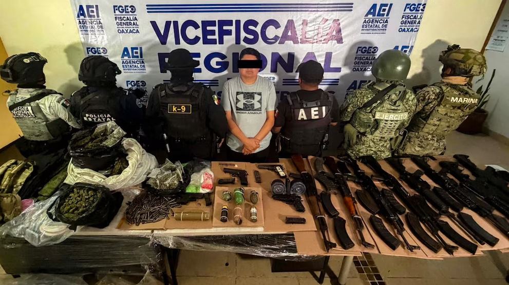 Cayó líder de “Los Medina”, nueva célula narco en Ocotlán de Morelos, Oaxaca: le incautaron granadas, drogas y armas