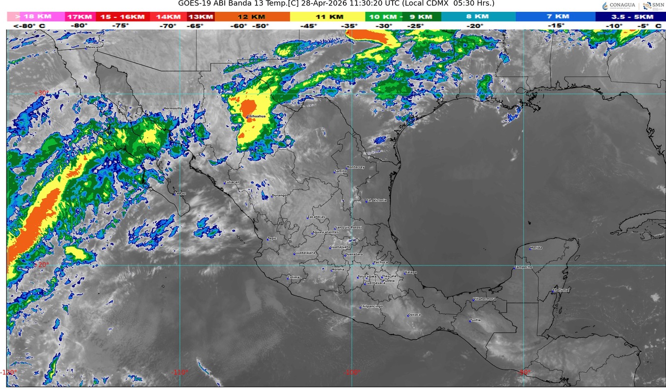 Pronostican ambiente caluroso a extremadamente caluroso sobre la República Mexicana